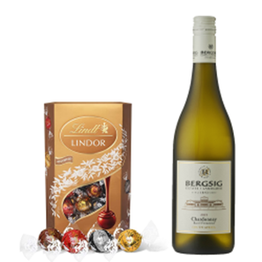 Buy Bergsig Estate Chardonnay 75cl White Wine With Lindt Lindor Assorted Truffles 200g