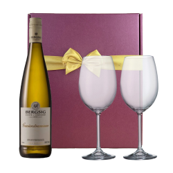 Buy Bergsig Estate Gewurztraminer 75cl White Wine And Bohemia Glasses In A Gift Box