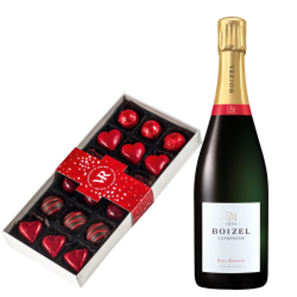 Buy Boizel Brut Reserve NV Champagne 75cl and Assorted Box Of Heart Chocolates 215g