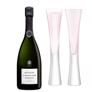 Buy Bollinger Grande Annee, Vintage Rose, 2014 with LSA Moya Blush Flutes