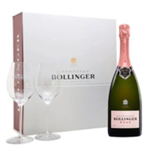 Buy Bollinger Rose Champagne & 2 Branded Flutes Champagne Gift set