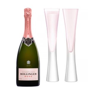 Buy Bollinger Rose Champagne 75cl with LSA Moya Blush Flutes