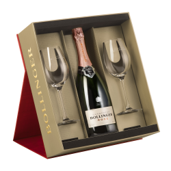 Buy Bollinger Rose Champagne & 2 branded Glasses Champagne Gift set