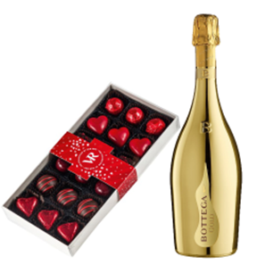 Buy Bottega Gold Prosecco 75cl and Assorted Box Of Heart Chocolates 215g