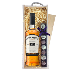 Buy Bowmore 12 Year Old Whisky 70cl & Truffles, Wooden Box