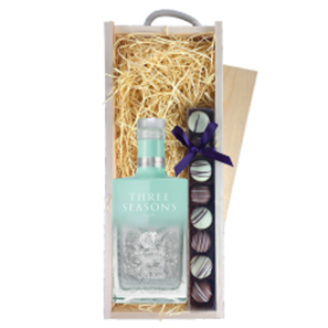 Buy Cambridge Three Seasons Gin 70cl & Truffles, Wooden Box