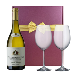 Buy Castelbeaux Chardonnay 75cl White Wine And Bohemia Glasses In A Gift Box