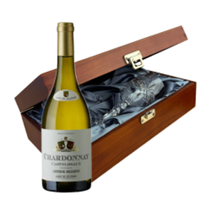 Buy Castelbeaux Chardonnay 75cl White Wine In Luxury Box With Royal Scot Wine Glass