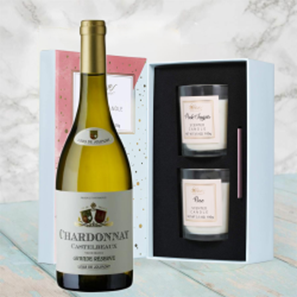 Buy Castelbeaux Chardonnay 75cl White Wine With Love Body & Earth 2 Scented Candle Gift Box