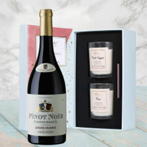 Buy Castelbeaux Pinot Noir 75cl Red Wine With Love Body & Earth 2 Scented Candle Gift Box