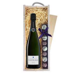 Buy Castelnau Brut Reserve Champagne 75cl & Truffles, Wooden Box