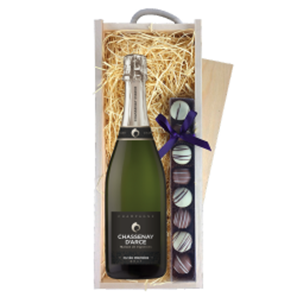 Buy Chassenay d'Arce Cuvee Premiere Brut Champagne 75cl & Truffles, Wooden Box