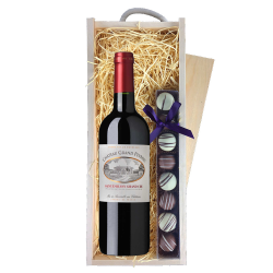 Buy Chateau Grand Peyrou Grand Cru St Emilion 75cl Red Wine & Truffles, Wooden Box