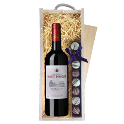 Buy Chateau Haut Pingat Bordeaux 75cl Red Wine & Truffles, Wooden Box