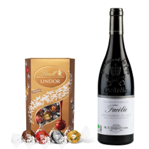 Buy Chateauneuf-du-Pape Facelie Collection Bio M.Chapoutier 75cl Red Wine With Lindt Lindor Assorted Truffles 200g