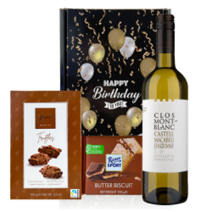 Buy Clos Montblanc Castell Macabeu Chardonnay 75cl White Wine And Chocolates Happy Birthday Gift Box