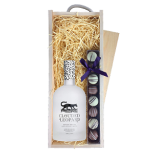 Buy Clouded Leopard Artisan Dry Gin 50cl & Truffles, Wooden Box