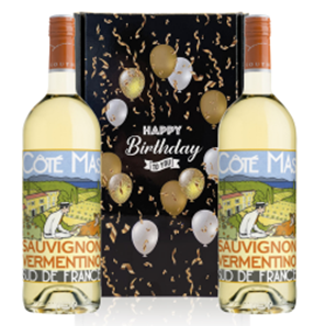 Buy Cote Mas Blanc Sauvignon Vermentino 75cl White Wine Happy Birthday Wine Duo Gift Box (2x75cl)