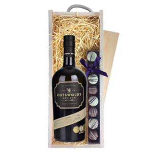 Buy Cotswolds Gin 70cl & Truffles, Wooden Box