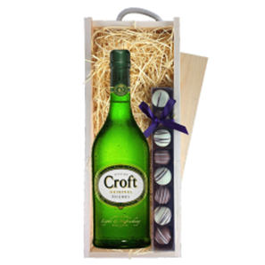 Buy Croft Original Sherry 70cl & Truffles, Wooden Box