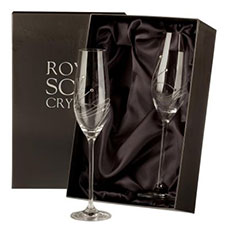 Buy 2 Royal Scot Champagne Flutes - Diamante - PRESENTATION BOXED