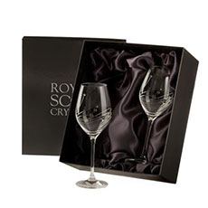 Buy 2 Royal Scot Large Wine Glasses - Diamante - PRESENTATION BOXED