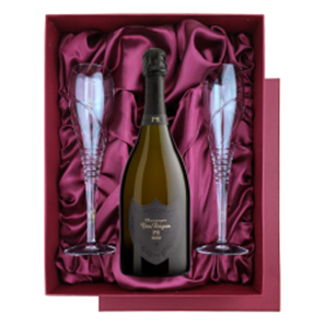 Buy Dom Perignon P2 Vintage 2000 Champagne 75cl in Burgundy Presentation Set With Flutes