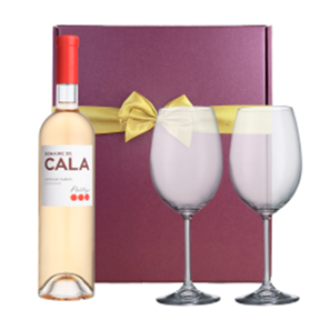 Buy Domaine de Cala Prestige Rose Wine 70cl And Bohemia Glasses In A Gift Box
