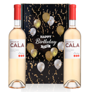 Buy Domaine de Cala Prestige Rose Wine 70cl Happy Birthday Wine Duo Gift Box (2x75cl)