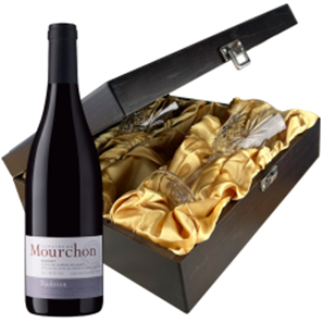 Buy Domaine Mourchon Cotes du Rhone Tradition 75cl Red Wine And Glasses In Luxury Presentation Box