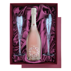Buy Drusian Spumante Rose Mari in Burgundy Luxury Presentation Set With Flutes