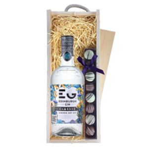 Buy Edinburgh Classic Gin 70cl & Truffles, Wooden Box