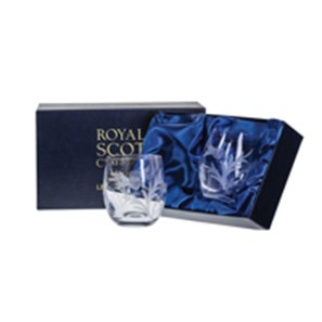 Buy Flower of Scotland 2 Barrel Tumblers 86mm (Presentation Boxed)  Royal Scot Crystal
