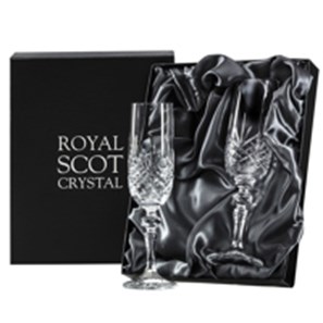 Buy Glencoe 2 Crystal Champagne Glasses 215 mm (Presentation Boxed) Royal Scot Crystal