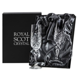 Buy Glencoe 2 Crystal Champagne Glasses 215 mm (Presentation Boxed) Royal Scot Crystal