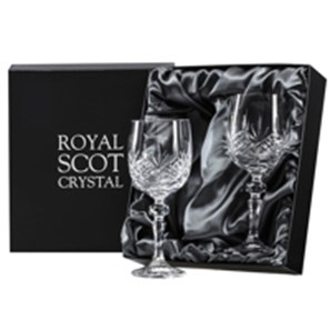 Buy Glencoe 2 Crystal Large Wine Glasses 180 mm (Presentation Boxed) Royal Scot Crystal