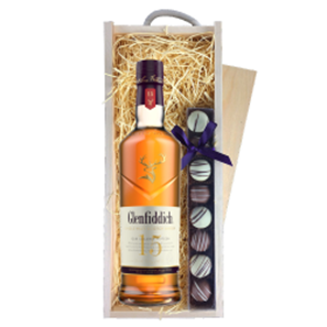 Buy Glenfiddich 15 Year Old Whisky 70cl & Truffles, Wooden Box