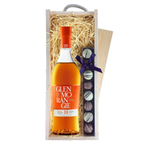 Buy Glenmorangie 10 Year Old Whisky 70cl & Truffles, Wooden Box