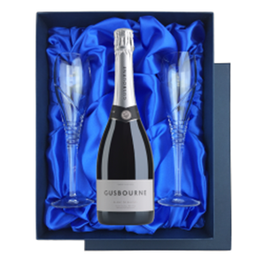 Buy Gusbourne Blanc De Blancs ESW 75cl in Blue Luxury Presentation Set With Flutes