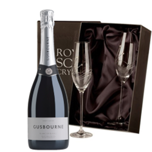 Buy Gusbourne Blanc De Blancs ESW 75cl With Diamante Crystal Flutes