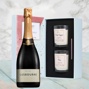 Buy Gusbourne Brut Reserve ESW 75cl With Love Body & Earth 2 Scented Candle Gift Box