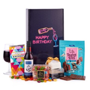Buy Happy Birthday Gift Box with Red Wine