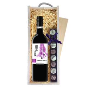 Buy Head over Heels Cabernet Merlot 75cl Red Wine & Truffles, Wooden Box