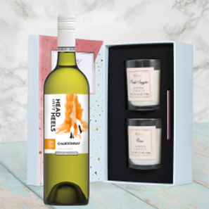 Buy Head over Heels Chardonnay 75cl White Wine With Love Body & Earth 2 Scented Candle Gift Box