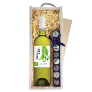 Buy Head over Heels Pinot Grigio 75cl White Wine & Truffles, Wooden Box