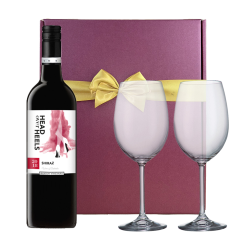 Buy Head over Heels Shiraz 75cl Red Wine And Bohemia Glasses In A Gift Box