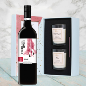 Buy Head over Heels Shiraz 75cl Red Wine With Love Body & Earth 2 Scented Candle Gift Box