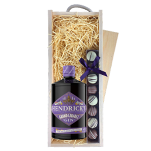 Buy Hendricks Grand Cabaret Gin 70cl & Truffles, Wooden Box