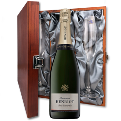 Buy Henriot Brut Souverain Champagne 75cl And Flutes In Luxury Presentation Box