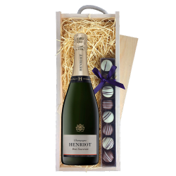 Buy Henriot Brut Souverain Champagne 75cl & Truffles, Wooden Box